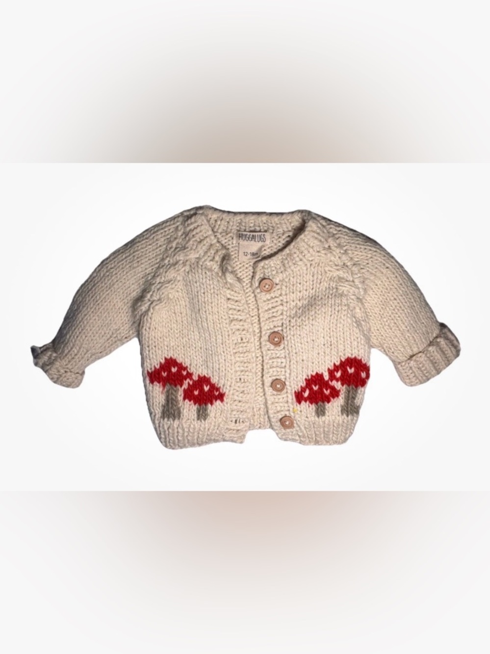 Huggalugs Baby Mushroom Knit Sweater Size 12-18M